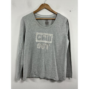 Womans Secret Treasures Long Sleeve T Shirt XL Gray Sequins Scoop Neck